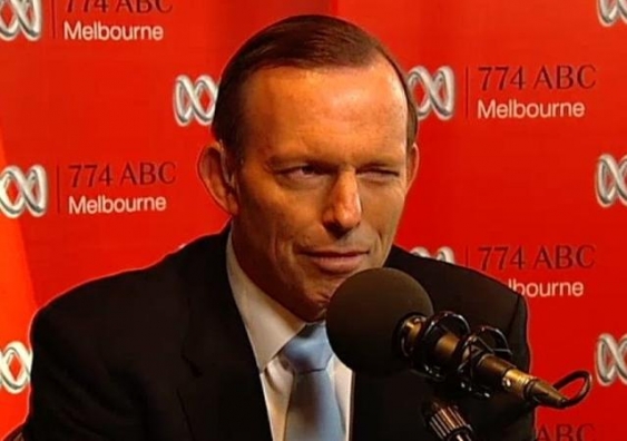 Prime Minister Tony Abbott winking while on a Melbourne radio program. YouTube