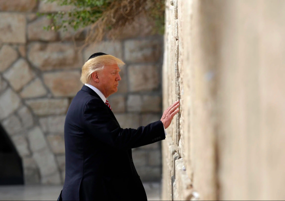 US President Donald Trump at the Wailing Wall in Israel.