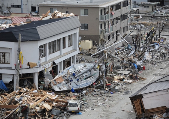 A scene of devastation after the 2011 Japanese tsunami