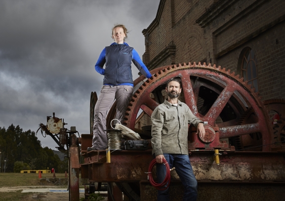 Mike Manefield and Sabrina Beckmann at the Lithgow mine site. photo Nick Cubbin