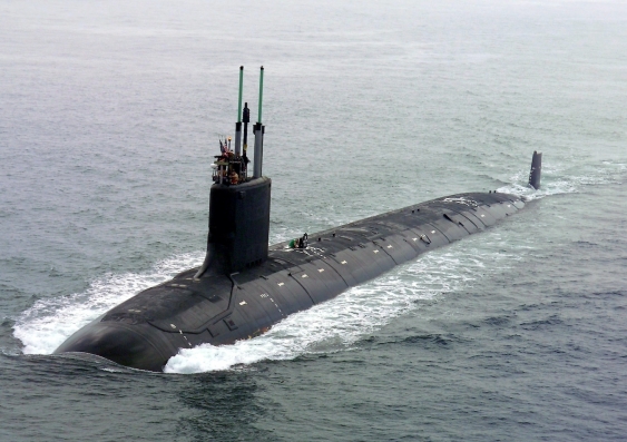 The US Navy nuclear attack submarine Virginia returns to the General Dynamics Electric Boat shipyard in Connecticut after its first sea trials in 2004. Photo: Wikimedia