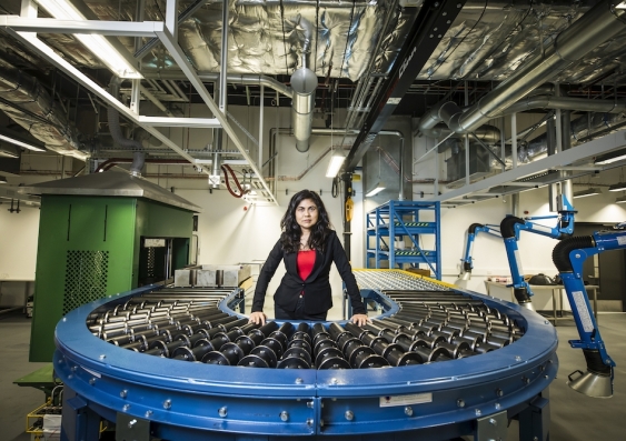 Veena Sahajwalla in a section of the Microfactorie. Photo: Anna Kucera