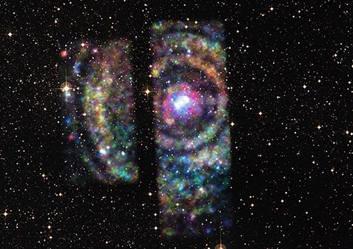 Rings in X-ray light surrounding the bizarre X-ray binary star Circinus X-1.
Image NASA/CXC/Univ. of Wisconsin-Madison/S.Heinz et al; Optical: DSS