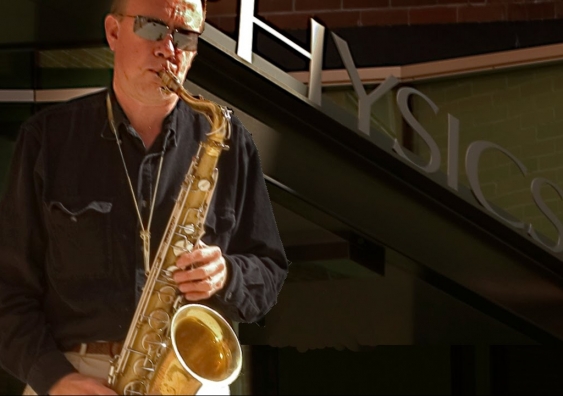 Prof Joe Wolfe plays saxophone