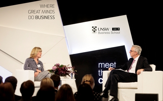 Katie Page in an interview with Mark Scott AO at UNSW's Meet the CEO event.