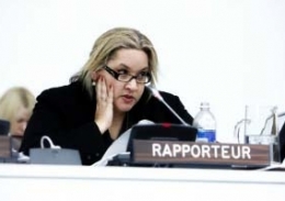 Megan Davis speaking at the United Nations as Rapporteur