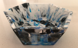 This is an example of a plastic bowl made of reprocessed plastic that has been produced by the Closed Loop machine.