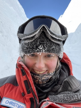 Dr Meganne Christian in Antarctica