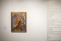 An artwork and poem at the Worlding with Oysters exhibition