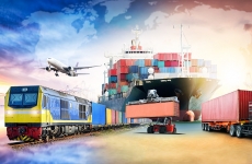 an illustration of trains trucks boats and planes