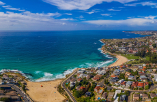 Aerial view of Sydney beaches and the ocean beyond
