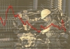 A female worker in a manufacturing plant with a graph superimposed