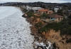 drone shot of the recent storms at narrabeen-collaroy and wamberal nsw
