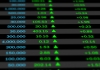Digital stock board shows shares are up
