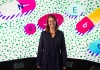 kate fasse in front of an illustration of floating pills and medicines