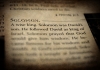Close up of printed text about King Solomon, reading "Solomon. A wise King. Solomon was David's son. He followed David as king of..."