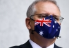scott morrison wearing an australia flag face mask