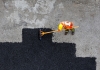 aerial view of road worker