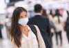 woman wearing face mask in public place