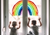 Rainbow art in window