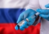 coronavirus vaccine with Russia flag