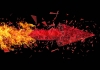 3D illustration of a horizontally moving flame arrow