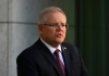 A photo of Scott Morrison at a press release conference.
