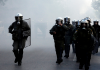 Police at protest in Greece