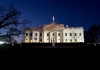 the white house illuminated just after dusk
