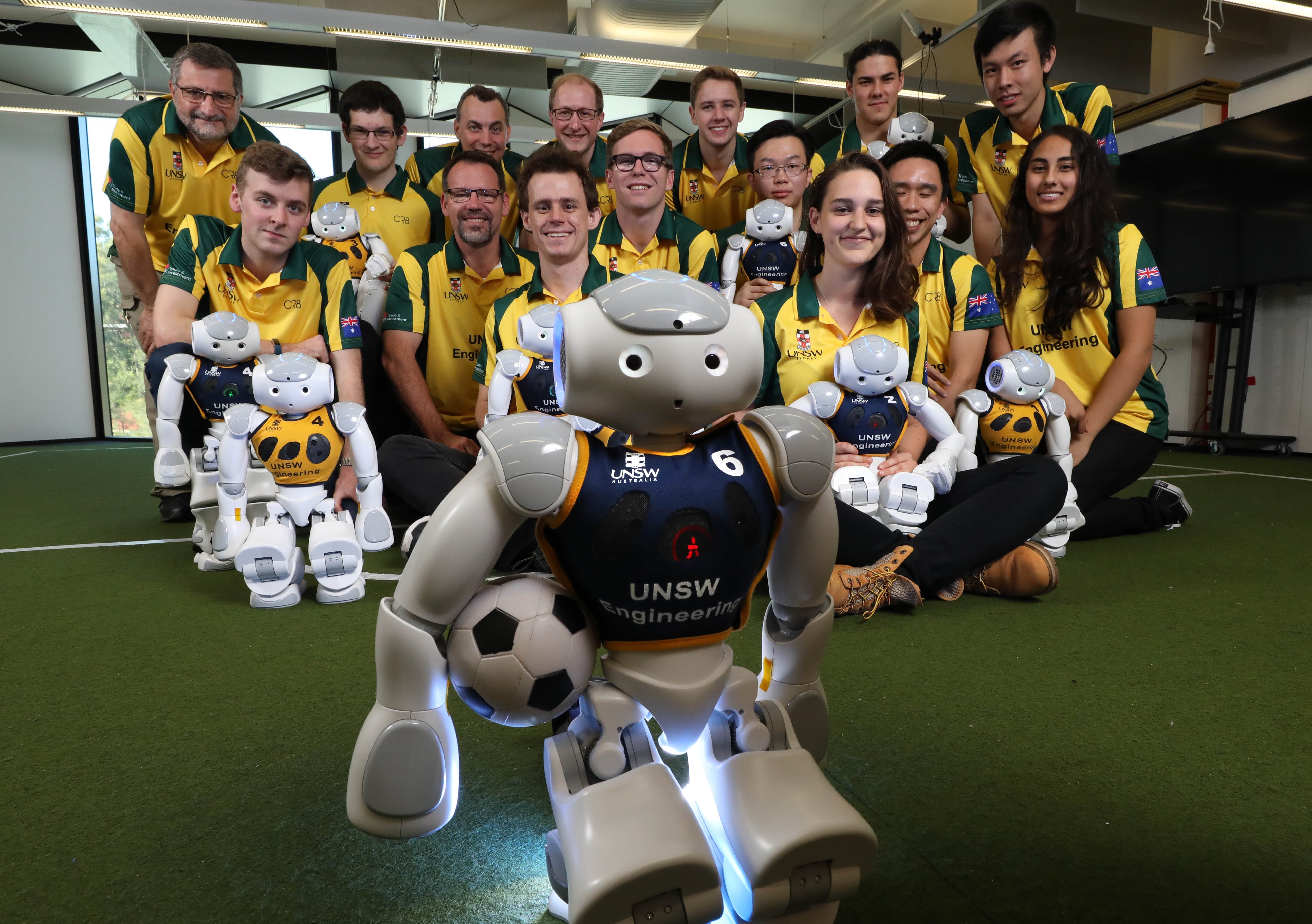 The UNSW RoboCup team, both the Runswift soccer team and the @Home domestic assistant team, who will do battle at the 2017 RoboCup World Championships in Japan next week.