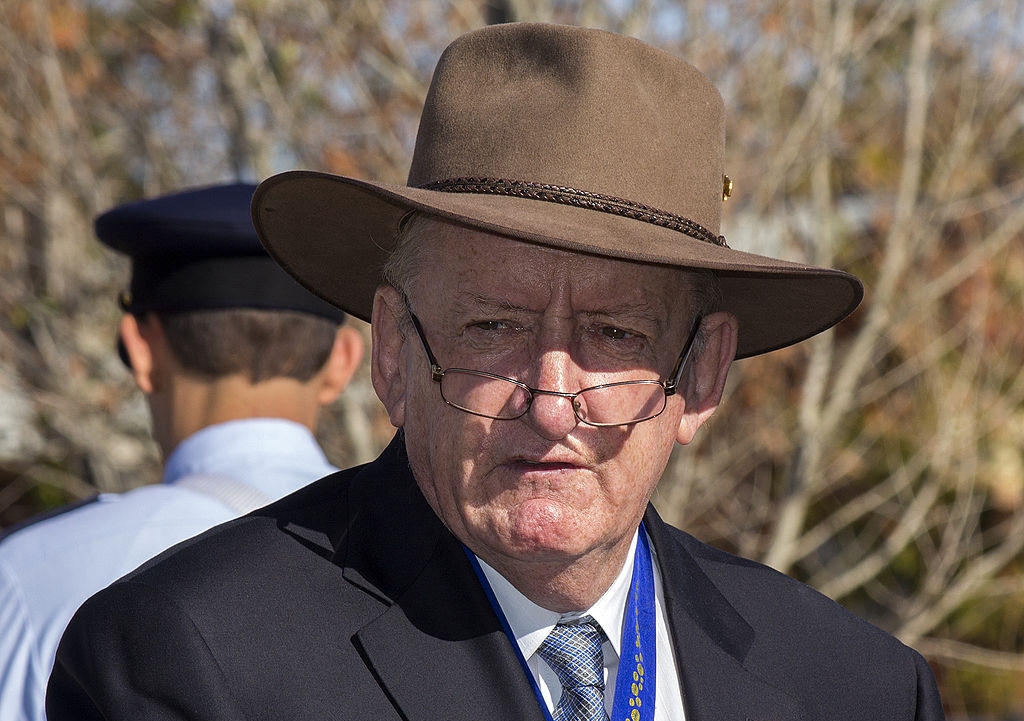 Tim Fischer AC at the Reserve Forces Day commemorative service in Wagga Wagga. Licensed under the Creative Commons Attribution-Share Alike 3.0 Australia license. Image by Bidgee