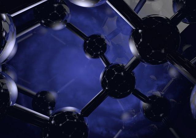 Artist’s impression of an electron wave function (blue), confined in a crystal of nuclear-spin-free 28-silicon atoms (black). The spin of the electron encodes a long-lived, high fidelity quantum bit. Dr Stephanie Simmons, UNSW