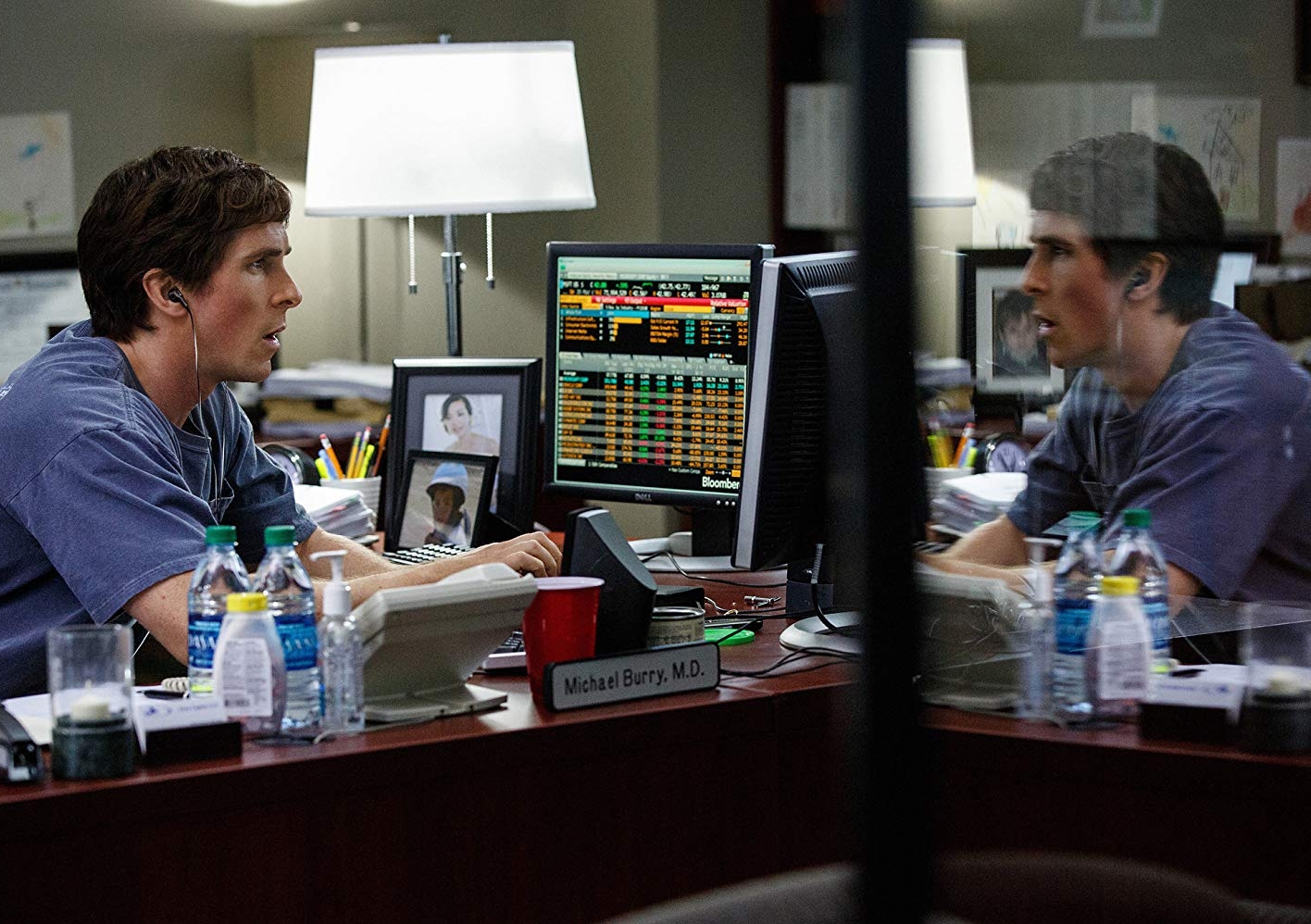 Christian Bale plays quirky hedge fund Michael Burry in The Big Short (2015). Image from www.imdb.com