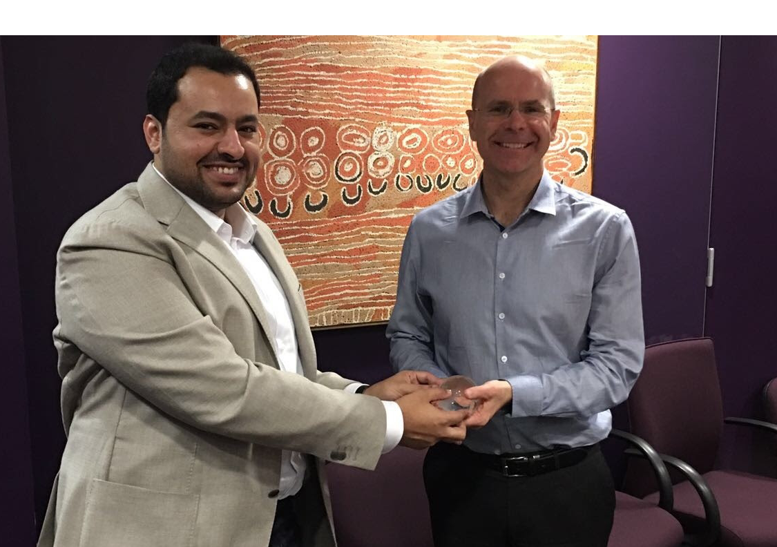 Qatar University Dean of the College of Law Dr Mohamed Abdulaziz Al Khulaifi (left) met with UNSW Dean of Law Professor George Williams (right) to discuss future collaborations.