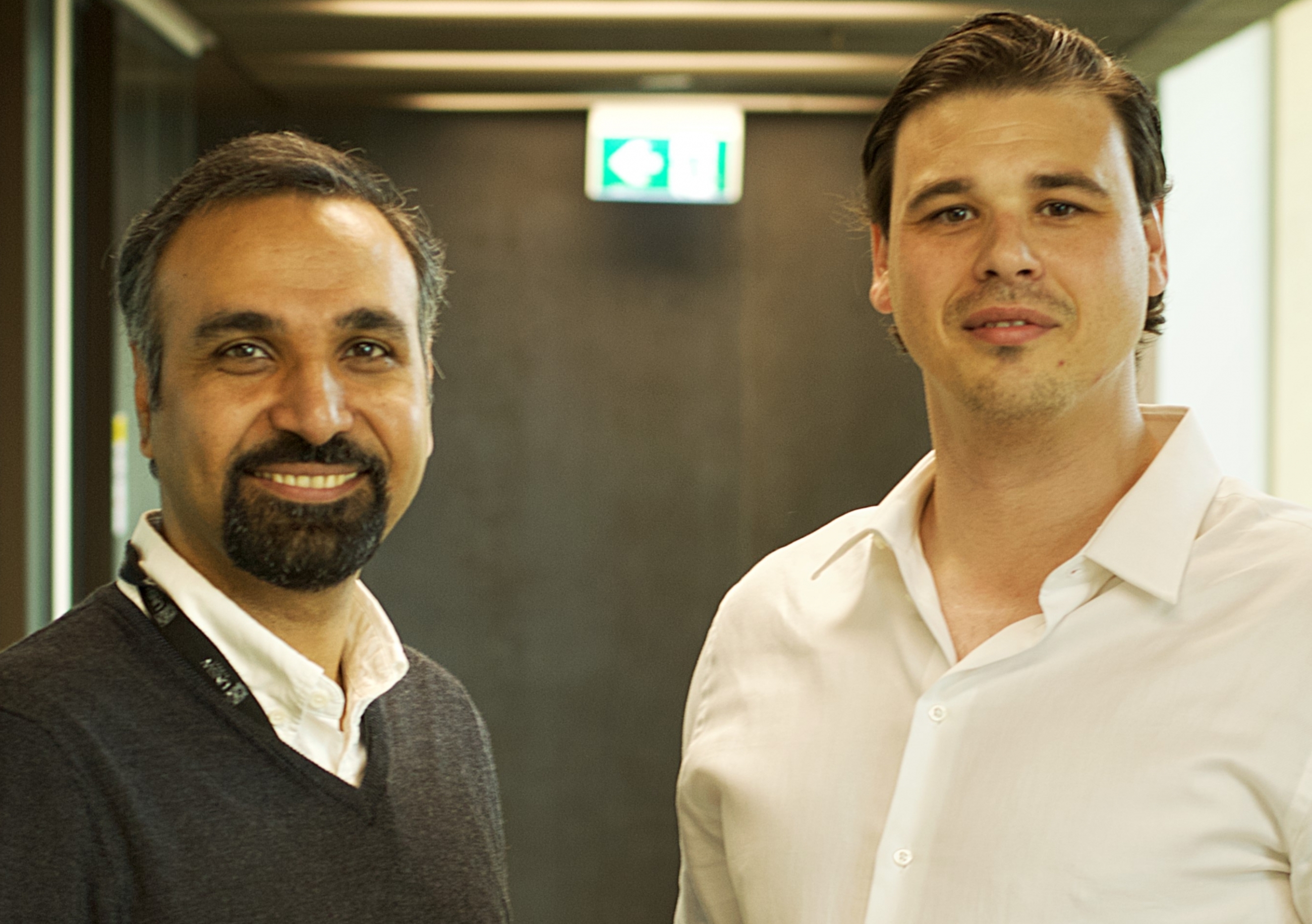 Dr Hassan Habibi with Mr Adam de Jong, who is CEO of the UNSW spin-out company, CyAmast.
