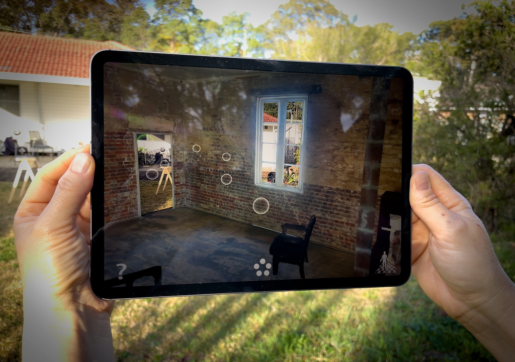 Hard place/Good place is a creative research project examining lived experiences of being in a ‘hard place’ or a ‘good place’ using augmented reality. AR design by Volker Kuchelmeister, lead immersive media designer at UNSW fEEL. Photo: Supplied.