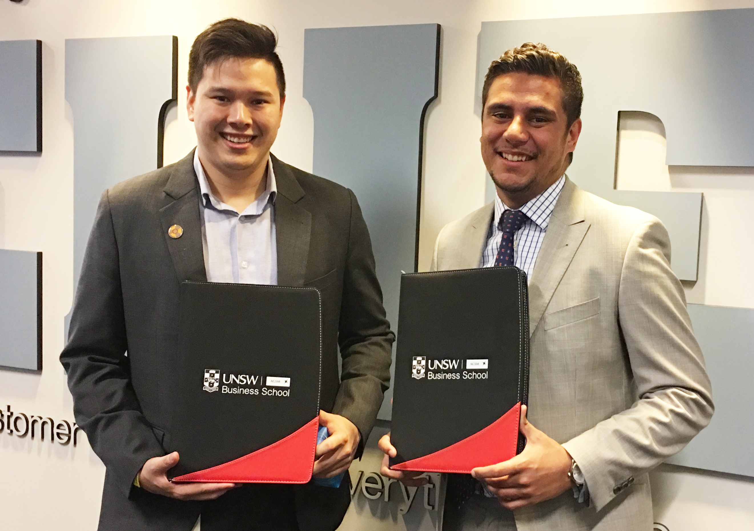 Kyle Leong (left) and Mitchell Heritage at a UNSW Indigenous Winter School industry visit.