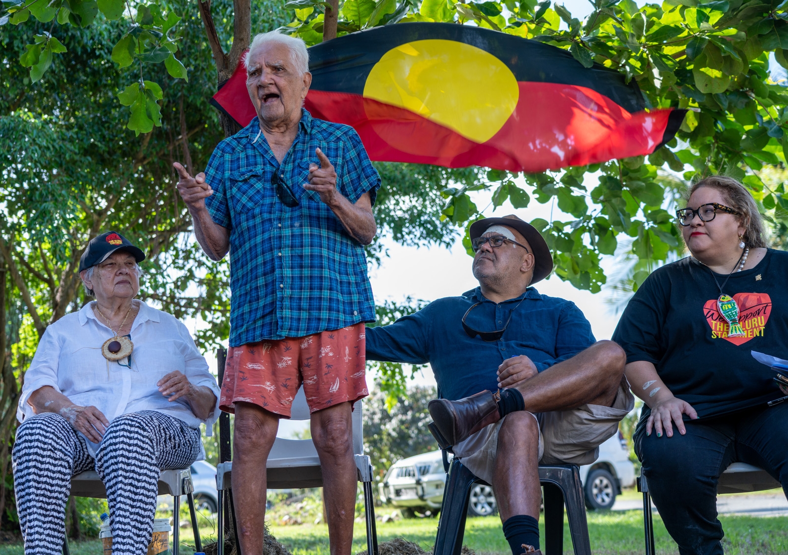 First Nations delegates gathered in Yarrabah to affirm the Uluru Statement from the Heart and propose dates for referendum. Photo: Uluru Dialogue, UNSW Indigenous Law Centre.