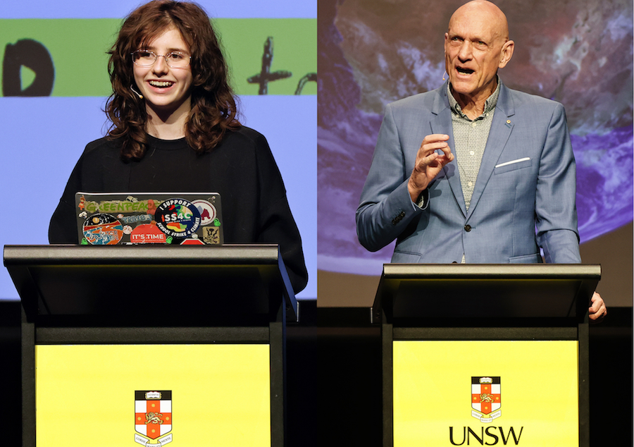Jean Hinchliffe and Peter Garrett reflected on the possibilities of people coming together to take action. Photos: UNSW/Prudence Upton.