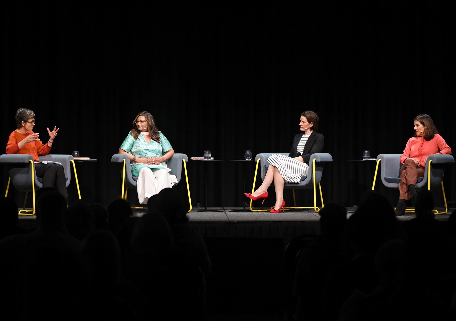 Professor Rosalind Dixon, Greens Senator Dr Mehreen Faruqi, Independent candidate Georgia Steele and former Federal MP Julia Banks discuss gender equality at the Centre for Ideas ‘Vote for Women’ event. Photo: Prudence Upton